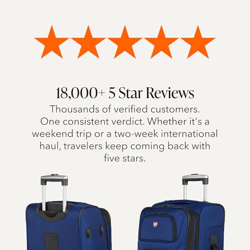 SWISSGEAR Sion Softside Expandable Spinner Luggage Durable Lightweight Travel Suitcase, Blue, 2-Piece Set (Carry-On/Large) - color: Blue, size: 2-Piece Set (Carry-On/Large)