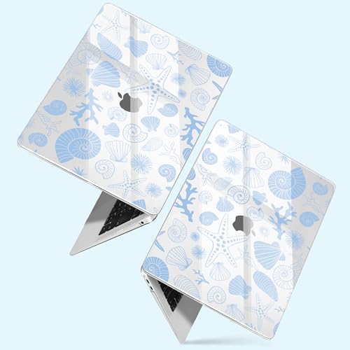 for MacBook Air 13 inch Case 2020 M1 A2337 2019 2018 Release– Fashionable Lightweight Floral Design Transparent HD Clear Laptop Shell, with TPU Keyboard Cover & OTG Adapters, Shell - color: Shells and Conches