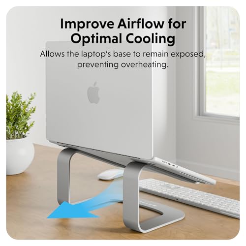 Hyper Hyperspace Ergonomic Laptop Stand for Desk — Durable Aluminum Laptop Stand for MacBooks & Devices up to 16" — 5.9" Fixed Height for Optimized Comfort & Cooling (Grey)