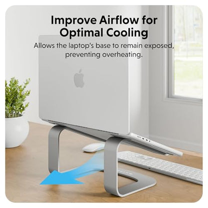 Hyper Hyperspace Ergonomic Laptop Stand for Desk — Durable Aluminum Laptop Stand for MacBooks & Devices up to 16" — 5.9" Fixed Height for Optimized Comfort & Cooling (Grey)
