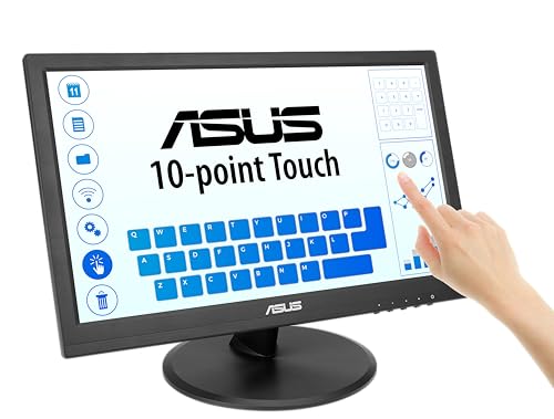 ASUS 15.6” 1080P Touch Monitor (VT169HE) - Full HD, 10-Point Touchscreen, IPS, Wide Viewing Angle, Frameless, Eye Care, Flicker Free, Low Blue Light, HDMI, Windows 11 Compliance, VESA Mountable - style: 16" IPS Touch