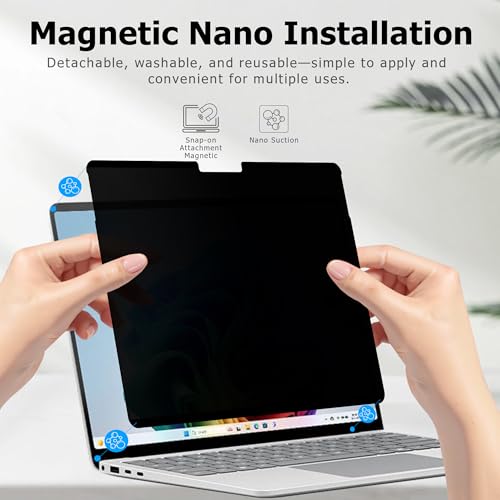 Adeway Privacy Screen Protector for Surface Laptop 6/5/4/3 15 Inch, Magnetic Nano, Anti-Spy, Removable, Blue Light & UV Blocking, Anti-Glare - size: Laptop 6/5/4/3 15"