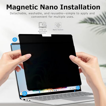 Adeway Privacy Screen Protector for Surface Laptop 6/5/4/3/2/1 13.5 Inch, Magnetic Nano, Anti-Spy, Removable, Blue Light & UV Blocking, Anti-Glare - size: Laptop 6/5/4/3/2/1 13.5"