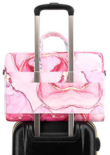 Laptop Shoulder Bag15.6inch women men Waterproof 16inch Computer Bags Women Business Office Work Bag Briefcase 14 inch case - color: Pink Marble