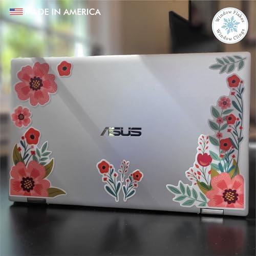 Floral Poppy Laptop Sticker Pack - Flower Stickers Laptop Decal - Vinyl Decal Journal Sticker - Cute Artsy Stickers for Planners - style: Poppy Flower Stickers (Set of 9)