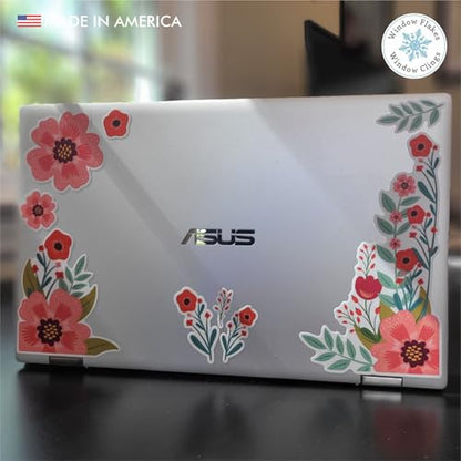 Floral Poppy Laptop Sticker Pack - Flower Stickers Laptop Decal - Vinyl Decal Journal Sticker - Cute Artsy Stickers for Planners - style: Poppy Flower Stickers (Set of 9)