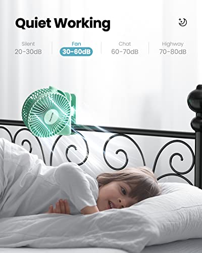 Gaiatop Portable Clip on Fan Battery Operated, Small Powerful 3 Speed Quiet 360° Rotate, USB Rechargeable Mini Personal Cooling Fan for Desk Table Home Office Stroller Camping Women Gifts Green | Battery Operated, Small 3 Speed Quiet 360° Rotate, Cooling