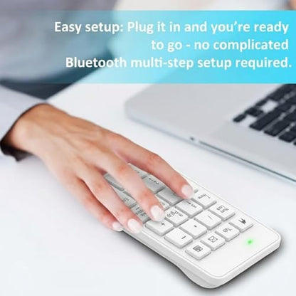 Wireless Number Pad with Battery, Enhanced Efficiency with 23 Keys Numeric Keypad Upgraded Version of 10 key USB Keyboard Financial Accounting Numpad for Laptop, PC, Notebook, Desktop,Surface Pro - style: 2.4GWirelessWhite