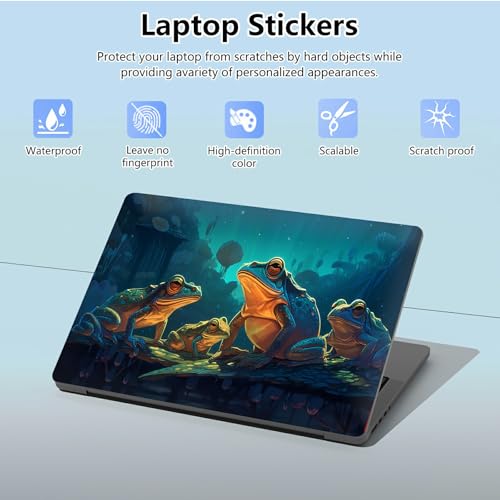 Universal Laptop Skin Sticker with 2 Wrist Pad Skins, Waterproof Scratch Resistant Vinyl Laptop Cover Decal, Cut to Fit for 11–15.6 Inch MacBook HP Dell Lenovo, Fantasy Green Frog - color: Fantasy Green Frog