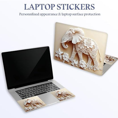 Universal Laptop Skin Sticker Decal,15.6 Inch Laptop Vinyl Cover for 13" 14" 15.6" Laptop,Scratch-Resistant Waterproof Protector Wrap,Reusable with Wrist Pads,Elephant Carving Painting - color: Elephant Carving Painting
