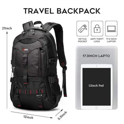 KAKA Travel Backpack Fight Approved with 17.3 inch Laptop Lackpack Compartment Outdoor Duffle Bag for men and women - color: Black