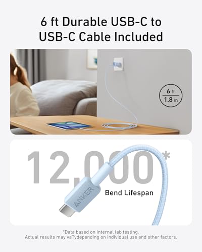 Anker Nano Phone Charger, USB C GaN Charger 30W, PIQ 3.0 Foldable PPS Fast Charger USB C for iPhone 17/16 and More Series, Galaxy, iPad, Compatible with MagSafe - color: blue