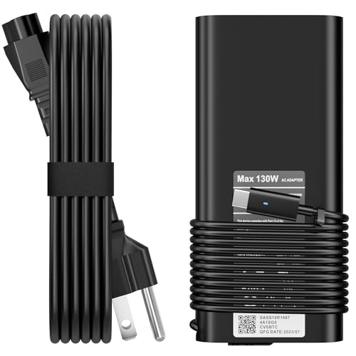 2026 New Replacement Dell 130W Laptop Charger USB C Type C Slim AC Power Adapter Dell XPS 15 2in1 9575 Precision 5550 5530 2in1 Latitude 7410 7310 7210 9410 9510 9575 5420 5520 5510 Power Supply Cord - size: K130WUSBC70B3