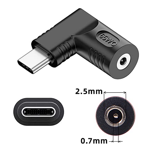 DC Jack 2.5x0.7mm Input to USB-C Type-C Angled 90 Degree Power Plug Charge Adapter for Laptop Phone - style: 2.5x0.7mm
