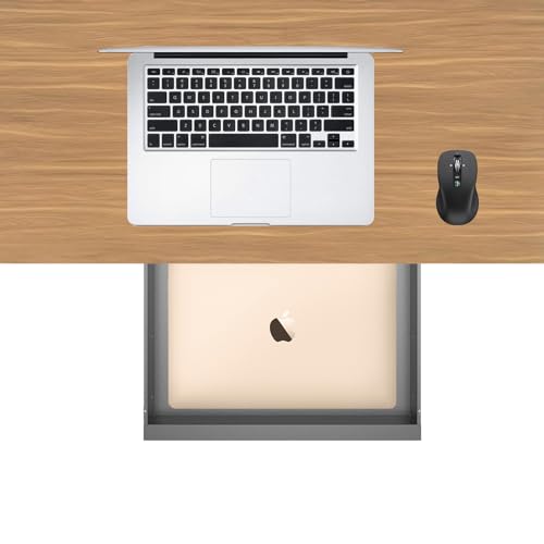 Under Desk Mounted Sliding Pull-Out Drawer for Office Desk W 19.2" x D 13.4" Storage Organizer for Sit Stand Workstation, Metal, Black (Large) - size: 1TierLarge