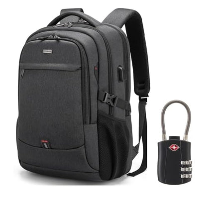 17 Inch Laptop Backpack for Travel Water Resistant College Backpack for Men/Women Laptop Bag with USB Charging Port and TSA lock,Black - color: Black-p
