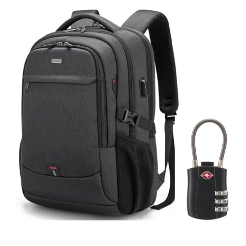 17 Inch Laptop Backpack for Travel Water Resistant College Backpack for Men/Women Laptop Bag with USB Charging Port and TSA lock,Black - color: Black-p