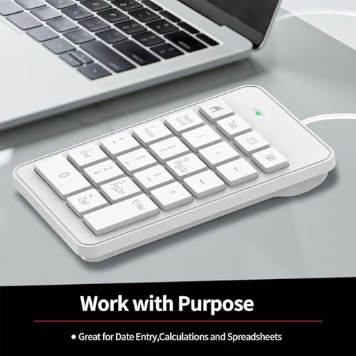 Wired USB C Number Pad - 23 Keys Type C Numeric Keypad Upgraded 10 Key USB Keyboard Financial Accounting Numpad for Laptop, PC, MacBook, Notebook, Desktop,Surface Pro - White - style: Wired-TypecWhite