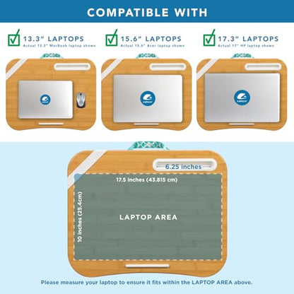 LAPGEAR XL Designer Lap Desk – Aqua Trellis, Fits 17.3” Laptops - color: Aqua Trellis
