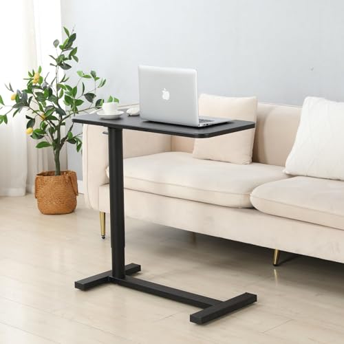 Mobile Standing Desk 90° Tilt Table Height Adjustable Storable Overbed Table 30 Inch Rolling Laptop Desk with Gas Spring Riser and Wheels for Home Office Medical School - color: Black