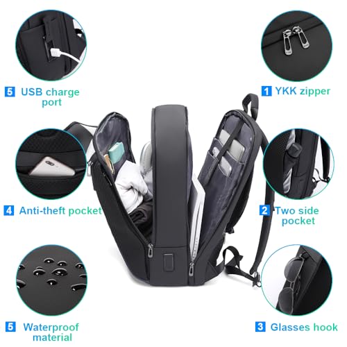 BANGE Smart Business Laptop Backpack Waterproof can fit 15.6-17.3 Inch Laptop with 3.0 USB charging port for men and women - color: White