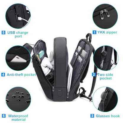 BANGE Smart Business Laptop Backpack Waterproof can fit 15.6-17.3 Inch Laptop with 3.0 USB charging port for men and women - color: White