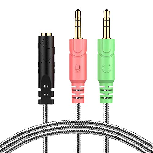 MillSO Headset Adapter 3.3 Feet 3.5mm Audio Jack Y Cable Headphone Adapter 1x 3.5mm Female to 2X 3.5mm Male Headset Adapter for Double-Jacks PC - size: 1 Pack / 3.3 Feet