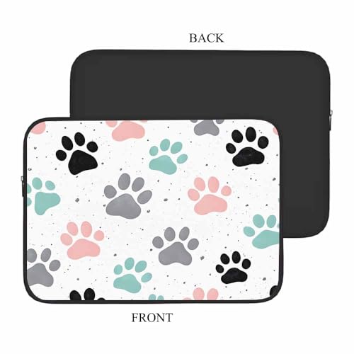 Laptop Sleeve Bag 15.4 15.6 Inch,Dog Paw Prints Colorful Dog Footprint Protective Polyester Computer Cases Laptop Cover Briefcase Bag Tablet Travel Cover - color: LPS-028