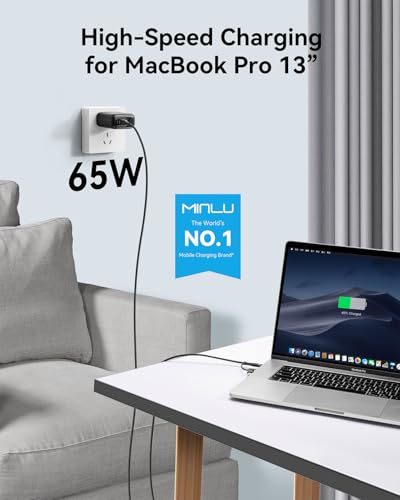 65W USB C Charger Block, MINLU GaN 3-Port Compact Fast PPS Wall Charger with 100W 2 in 1 USB-C to C/L Cable,Fast Charging for MacBook Pro/Air,iPad,iPhone 17 16 15 Series,Galaxy S25 UItra PS - 2Pack - color: Black-2