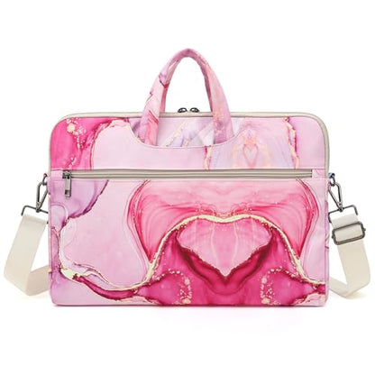 DACHEE Laptop Shoulder Bag for 15 Inch/15.6 Inch Macbook Pro - color: Pink Marble Shoulder