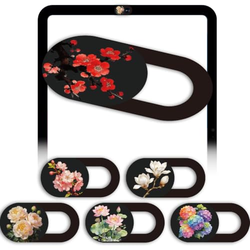6Pcs 6 Styles Laptop Camera Cover Slide Floral 0.04 Inch Ultra Thin Webcam Cover for Mini PC Phone Laptop Desktop Tablet Flowers Plastic Durable Privacy Protectors for Home Work Office Use - color: Flower-1