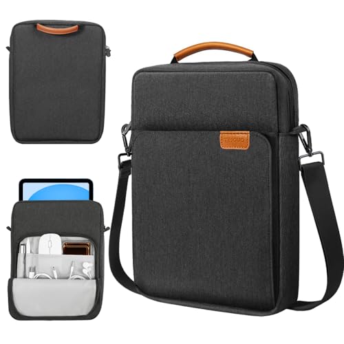 TiMOVO 9-11" Tablet Sleeve Bag Carrying Case with Strap, Black & Grey | Fits iPad A16 11", Pad Air 11/5th & 4th 10.9", 10th Gen/10.2", Galaxy Tab A11 Plus, Multi-Pocket, Handle, Padded Protection - color: Ab-Black & Grey, size: 9-11