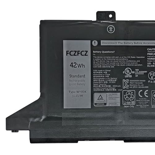 WY9DX Battery Replacement for Dell Latitude 14 5420 / Latitude 15 5520 / Precision 15 3560 / P137G P137G001 / P104F P104F001 P104F002 Series RJ40G 01K2CF 075X16 0WK3F1 0M3KCN 005R42 42Wh 15.2V - size: 8.58*4.06*0.20 inch WY9DX
