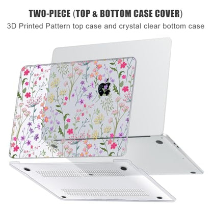 for MacBook Air 15 inch Case 2026-2023 Release M5 A3448 M4 A3241 M3 A3114 M2 A2941 Liquid Retina Display, Hard Shell Case with Keyboard Cover+Screen Film+Trackpad Film, Flower - color: Flower