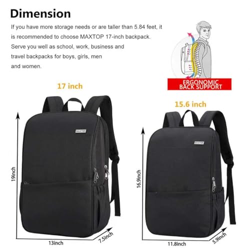 MAXTOP Deep Storage Laptop Backpack Business Anti-theft Backpacks[Water Resistant] College Computer Bookbag Fits 15 Inch Laptop Black - color: Black, size: 15.6 inch, style: Daypack Backpacks