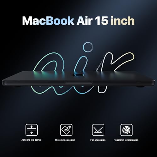 Macaset Compatible with MacBook Air 15 inch Case M2-M5 2023-2026 Hard Shell | A3448/A3241/A3114/A2941, Hard Shell & 100% Ultra Clear & Scratch-Resistant - color: Classic Black Clear