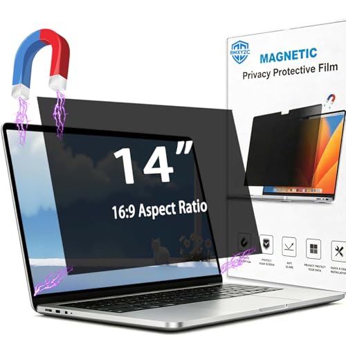Magnetic Laptop Privacy Screen 14 Inch 16:9-26° Anti Peeping | Removable Security Shield, Anti-Glare/Blue Light Filter, Privacy Screen Shield for Eye Protection - size: 14"-16:9(310*179.5mm)