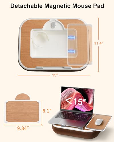 Car Desk for Laptop with Mouse Pad, Car Tablet Holder Back Seat for Kids, Car Tray Table for Front Seat Passenger, Portable Soft Pillow Stand for Vehicle Bed Sofa - Wood Grain