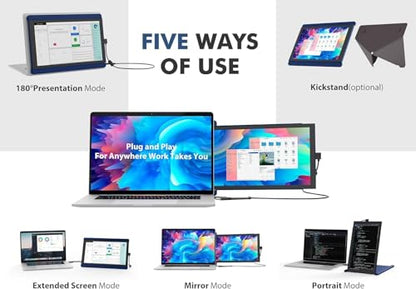 Duex Lite Mobile Pixels (2026 Version) 12.5" Portable Monitor, FHD 1080P Laptop Screen Extender HDMI Laptop Monitor USB C Plug and Play,Windows/Mac/Linux/Switch/Android - size: 12.5-inch
