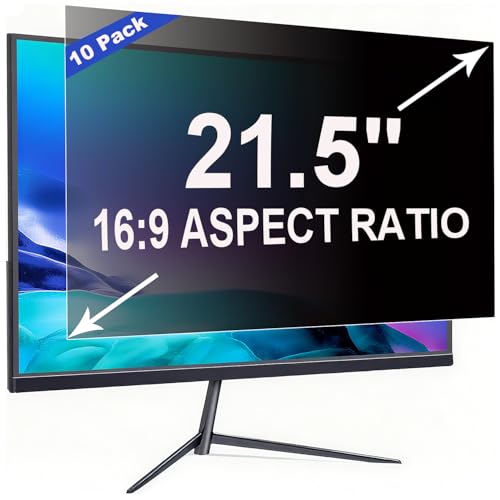 10 Pack Privacy Screen for 21.5 Inch 16:9 (47.7x26.8cm) computer Monitor | Blue Light Filter & Anti-Glare, Removable Screen Privacy Shield | PC Protector Film for flat and curved screens - color: 21.5 Inch - 16:09 Aspect Ratio, style: 10 Pack