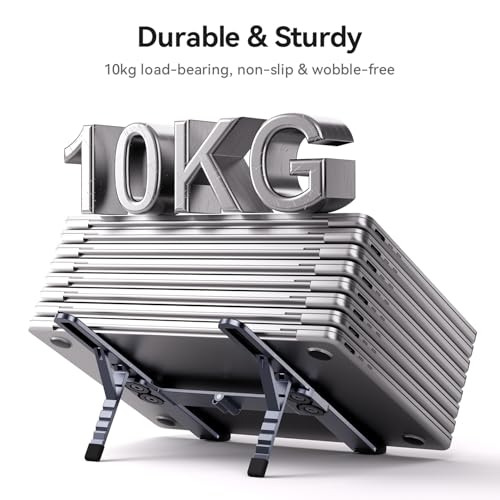 Portable Laptop Stand, Foldable Laptop Riser for Desk, 6-Level Adjustable Ergonomic Computer Stand, Premium Aluminum Alloy Notebook Holder Compatible with 10-17 Inch Laptops & Tablets - color: GREY