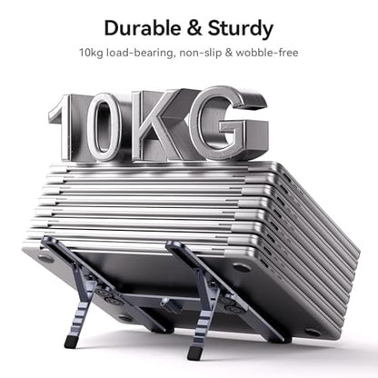 Portable Laptop Stand, Foldable Laptop Riser for Desk, 6-Level Adjustable Ergonomic Computer Stand, Premium Aluminum Alloy Notebook Holder Compatible with 10-17 Inch Laptops & Tablets - color: GREY