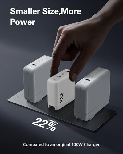 140W USB C Charger, 4-Port Foldable Compact Fast Laptop Charger Power Adapter, Advanced GaN Wall Charger, Compatible for MacBook Pro/Air, iPad Pro, iPhone 16, Galaxy S25, Steam Deck, and More (White) - color: White