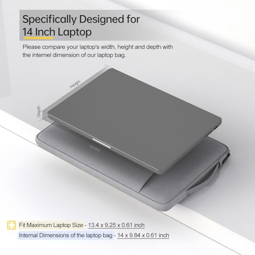 14 inch Laptop Case Sleeve for HP Omnibook 14/ Stream 14/ Chromebook/Elitebook, Lenovo Yoga/IdeaPad, Dell Inspiron Carrying Bag, Light Grey - color: Light Grey, size: 14 Inch