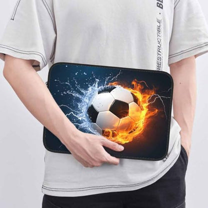 Laptop Sleeve Bag 15.4 15.6 Inch,Soccer Ball in Fire and Water Football Protective Polyester Computer Cases Laptop Cover Briefcase Bag Tablet Travel Cover - color: LPS-022