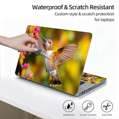 Universal Laptop Skin Sticker Decal, 12"-15.6" Aesthetic Vinyl Wrap, Hummingbird Pink Flowers Waterproof Notebook Cover Art Protector for MacBook HP Dell Lenovo, Fits 13" 14" 15" 15.6" - color: Hummingbird Feeding Pink Flowers