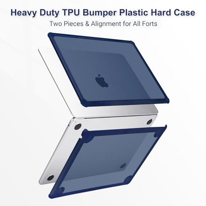 MOSISO Compatible with MacBook Air 13 inch Case M5 2026 M4 M3 M2 2025-2022 | A3449 A3240 A3113 A2681, 3 in 1 Kit Crack-Resistant Heavy Duty Protective Hard Shell Case Cover with TPU Bumper, Navy Blue - color: Navy Blue