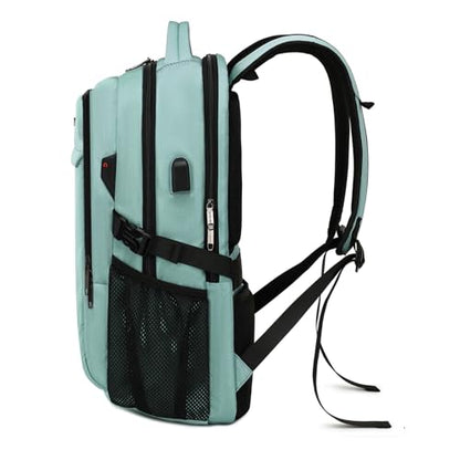 17 Inch Laptop Backpack for Travel Water Resistant College Backpack for Men/Women Laptop Bag with USB Charging Port and Clear Cosmetic Toiletry Bag, Green A - color: 30191 Green With Clear Toiletry Bag