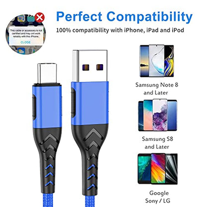 USB-C Charger, 16ft Fast Charging USB-C Cable, Compatible with iPhone 15 Pro/Plus/Max/Android - Blue - color: Blue, size: 16ft 1
