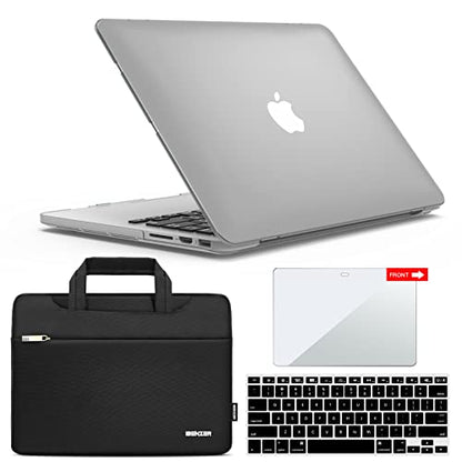 IBENZER Compatible with MacBook Pro 13 Inch Case 2015 2014 2013 end 2012 A1502 A1425, Hard Shell Case with Bag & Keyboard Cover & Screen Film for Old Version Mac Pro Retina 13, Clear, R13-CL+3SP - color: Frost Clear